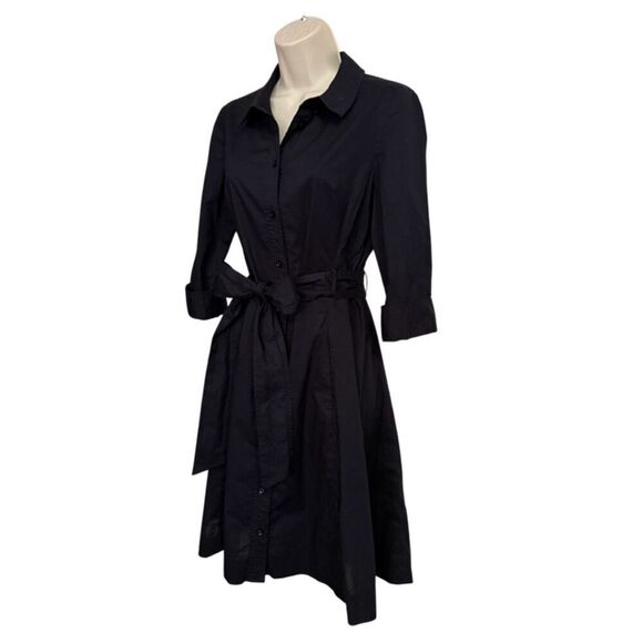 Kate Spade Black Button Down Front 3/4 Sleeve Shirt Dress Size 8 - Picture 4 of 13